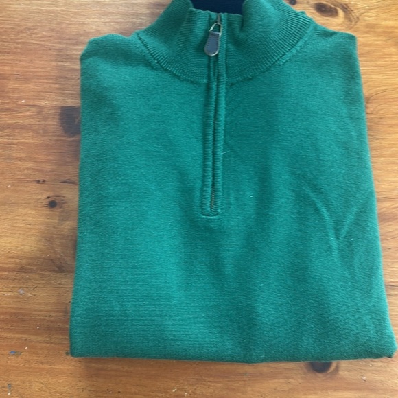 Belford Men 100% Extrafine Merino Wool. Size L Green Quarter zip St Patrick’s - Picture 3 of 10